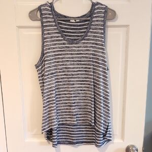 Striped Sleeveless Top - Blue and White